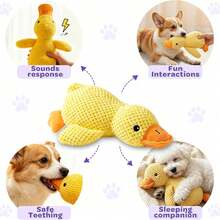 1pc Pet Squeaky Plush Duck Dog Chew Toy, Makes Squeaking Sound, Suitable For All Pets, Self-Entertainment Cat Toy Dog Toy Durable Bite Scratch Teeth Grinding Chewing Toy, Pet Supplies, Dog Toy, Happy Puppy, Dog's Favorite Gift. - Multicolor - View 6