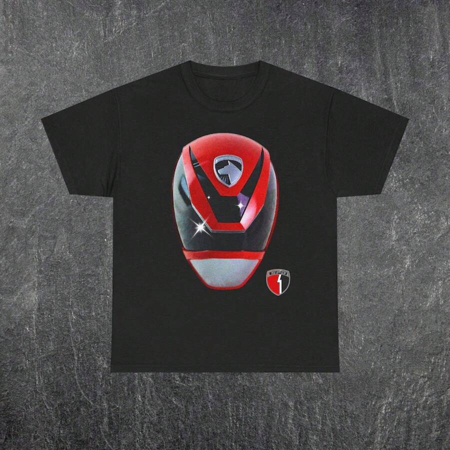 Red Power Ranger Tee Men's And Women's Short-Sleeved T-Shirts For All Seasons - Black 4 - View 1