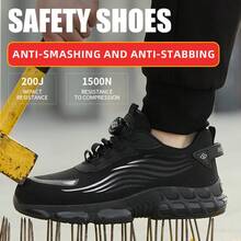 Ding gu Super Light Men's Safety Shoes, Steel Toe Work Sneakers, Comfortable Breathable Protective Footwear, Puncture Resistant Anti-Smash Construction Shoes - Black - View 1