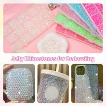 6000pcs Resin Transparent Rhinestones, Flat Back Jelly Rhinestones, Mixed Colors & Sizes Shiny Crystals, With Pickup Tool, Suitable For DIY Crafts, Clothing, Tumblers, Mugs, Shoes, Fabrics - Naked AB - View 6
