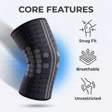 Pure Black Honeycomb Knit High Elasticity Thigh Compression Guard, Sports Fitness Running Thigh Protection Sleeve - Multicolor - View 2