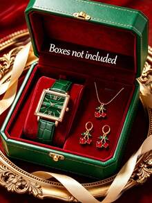 1/2/4-Piece Women's Quartz Watch Set With PU Leather Strap And Cherry-Themed Accessories, Delicate And Elegant, Perfect For Daily Casual Wear And An E - Mouldless - View 11