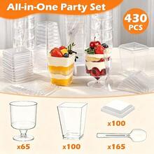 430 Pack 5 Ounce Clear Disposable Dessert Cups With Lids And Spoons Parfait Cups, Shooter Cups, Square Appetizer Cups, For Ice Cream Yogurt Pudding - Multicolor - View 5