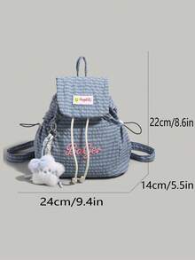 [Plaid Drawstring Backpack | Sweet & Cool Girl's Versatile Essential!]Drawstring Flap Design, Easy Opening And Closing, Ample Interior Space To Fit Your Water Bottle, Cosmetics And Snacks, Perfect For Commuting, School, Shopping, Traveling! No Pendant Included. - Multicolor - View 5