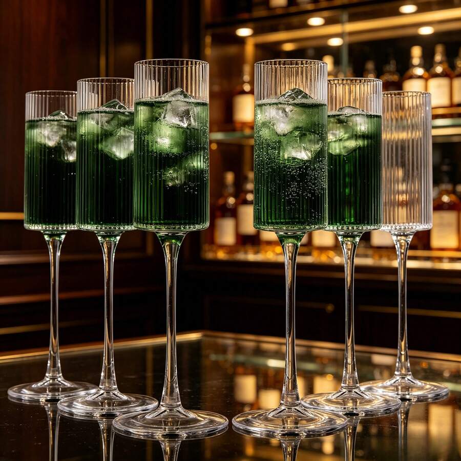 NEW Vertical Stripe Champagne Flute, 5.5 Oz (Approx. 155.9 G) Durable Reusable Champagne Glass - Modern Elegant, Suitable For Weddings, Parties, Anniversaries, Christmas, Birthdays - View 1
