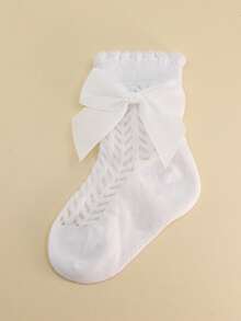 4 Pairs Girls Breathable Bow Princess Style Cute Baby Socks For Daily Use - Multicolor - View 8