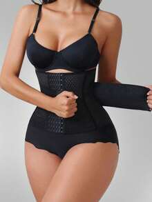 2pcs Women's Shaping Tummy Control Training Pants, Abdominal Shaping Wear, Sports Waist Support Belt - Black - View 4