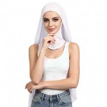 [One-Piece]New Chiffon Scarf & Beanie Set, Solid Color Pearl Chiffon Headscarf, Pull-On Beanie, Sun Protection Headwrap, Daily & Holiday Headwear, Sister Matching Headscarf - Multicolor - View 5