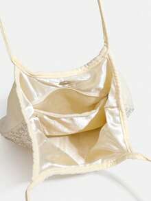 2026 New Beige Beaded Mini Phone Bag, Women's Shoulder Bag, Banquet Bag, Fashionable Commuting Bag, Daily Travel Charm Versatile Casual Crossbody Bag - Beige - View 6