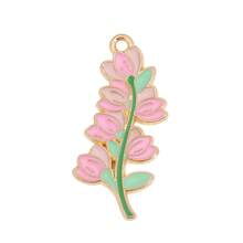 10Pcs Enamel Flower Charms Set Rose Cupcake Lavender Carnation Pendants Gold Plated Alloy DIY Jewelry Making Supplies For Bracelets Necklaces - Gold - View 8