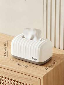 1 pieza Caja de pañuelos con patrón de ondas, soporte de pañuelos de estilo de lujo para escritorio, caja de servilletas multifuncional para el hogar, sala de estar y mesa de café - Blanco - Ver 5
