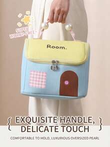 4pcs House-Shaped Waterproof Toiletry Bag With Compartments, Dopamine-Enhancing Travel Storage Bag, Large Capacity, Cute Desktop Organizer. - Multicolor - View 3