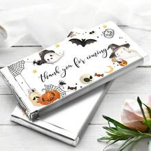10pcs Halloween Theme Candy Bar Wrappers Stickers, Cute Ghost Pumpkin & Bat Design Halloween Mini Candy Chocolate Labels Stickers, Party Favor, Halloween Party Decoration, No Candy - Multicolor - View 6