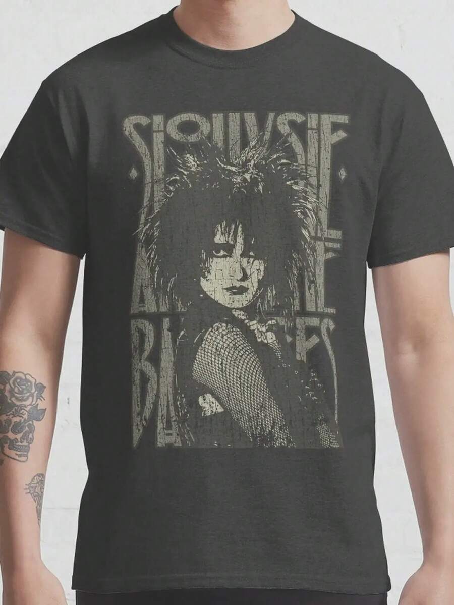 Camiseta gráfica vintage de 1982 - Camiseta oficial de la banda Siouxsie and the Banshees, mercancía vintage de rock gótico, adecuada para conciertos y uso casual, camiseta duradera y lavabl - Negro - Ver 1