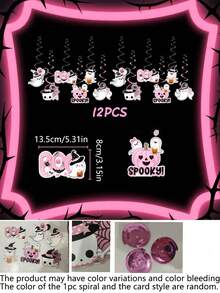 12 pezzi/2 pezzi Ghirlanda appesa a spirale rosa per Ognissanti, Decorazione appesa a spirale rosa Every Spooky Happy Booday, Decorazione per festa di Ognissanti con Little Boo Ghost, Ghirlanda a spirale per soffitto con fantasmi, Forniture per festa di nascità, feste di compleanno e bomboniere - A - Visualizzare 6