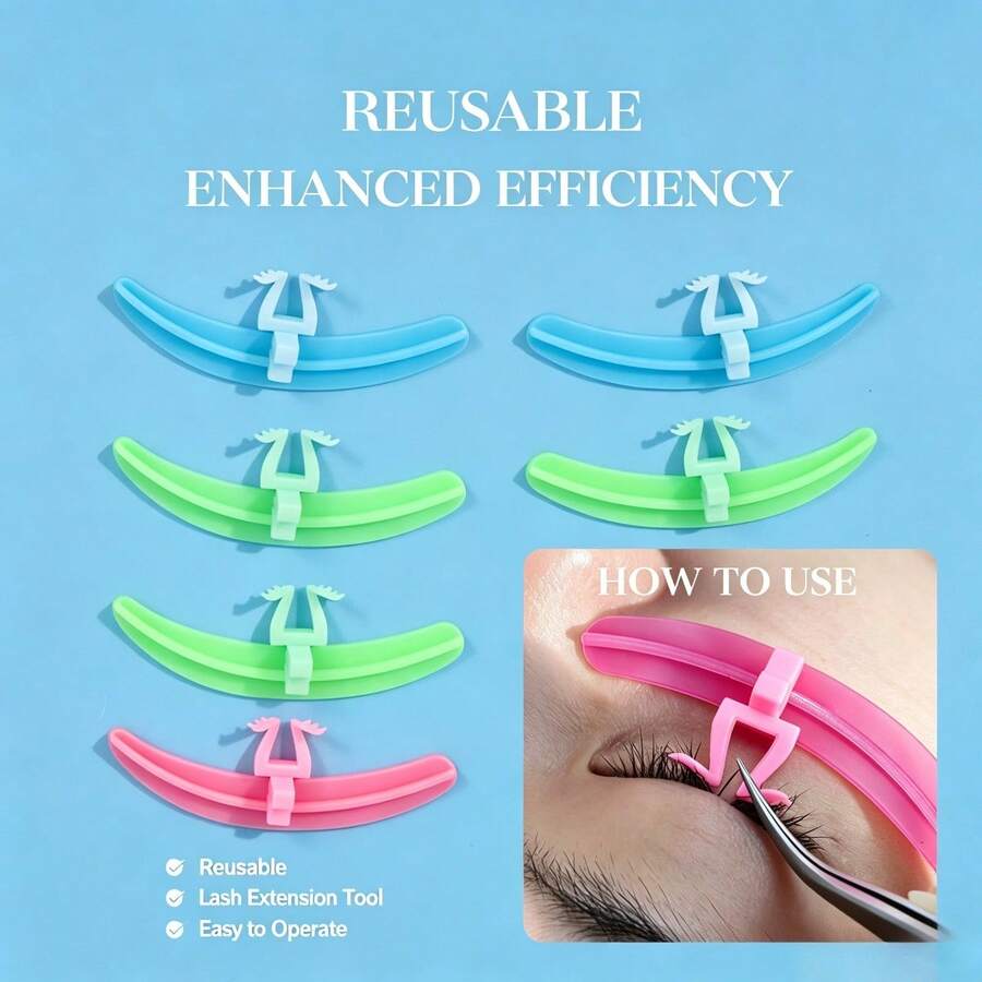 1 Set Of 4pcs Eyelash Separators, For Eyelash Extensions, Eyelash Transplant, Silicone Pad, Reusable, Suitable For Beginners And Professional Salon Makeup Artists (9 Colors) - Multicolor - View 1