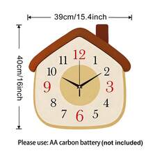 1pc 12"/16" Creative Small House Wall Clock, Ultra-Quiet Quartz Movement, No Ticking Sound, Suitable For Decorating Living Room, Bedroom, Office, Kitchen And Cafe, Perfect Decorative Gift For Friends And Family, Can Be Used For Room Decor, Bedroom Decor, Dorm Decor, Back To School Decor, School Surprise, Home Decor And School Supplies. - Decorative Wall Clock - View 16