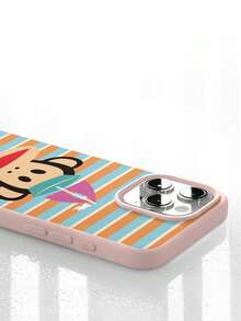 官方授權 Paul Frank 液態矽膠手機殼，全包覆防摔相機保護，卡通猴子彩色條紋圖案，新款適用於 iPhone 11/12/13/14/15/16/17/18 Pro Max 系列手機保護套，節日禮物，日常通勤，日常防摔高質感設計 - 彩色 - 查看 3