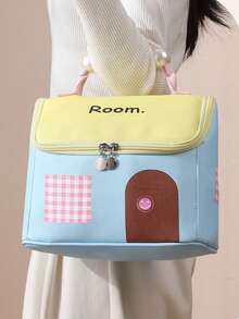 4pcs House-Shaped Waterproof Toiletry Bag With Compartments, Dopamine-Enhancing Travel Storage Bag, Large Capacity, Cute Desktop Organizer. - Multicolor - View 10