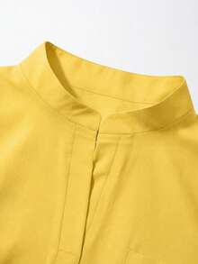 Women's Scrub Set, Solid Color Dental Hospital Uniform Set, Lab Hospital Pet Care Jogger Pants Set - Mustard Yellow - View 8