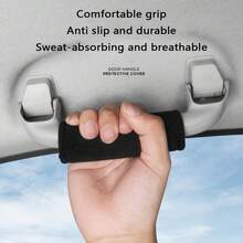 2pcs Universal Soft Plush Car Roof Handle Covers, Warm Anti-Slip Comfortable Grip For All Car Models, Sport Racing Style Scratch-Resistant Dust-Proof Roof Grab Handle Protector, Easy Installation Car Interior Decor Accessory - Protective Case - View 5
