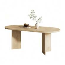 Mesa de comedor 200 * 90 cm, apta para 6–8 personas, mesa de comedor con esquinas redondeadas, sobre de mesa engrosado, mesa de comedor de estilo sencillo, nogal - Camel - Ver 1