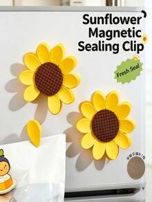 Sunflower Magnetic Chip Clips 10pcs Petal Clips, Flower-Shaped Fridge Clips, Suitable For Chips And Food Bags, Help Keep Snacks Fresh, Kitchen Use - Multicolor - View 3