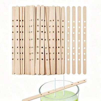 10 cái giá đỡ bấc nến bằng gỗ lỗ đơn và nhiều lỗ, dụng cụ làm nến DIY, thanh cố định bấc