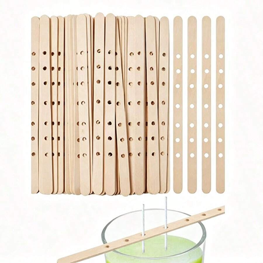 10件裝木製蠟燭燭芯固定座 單孔/多孔 DIY 蠟燭製作工具 燭芯固定棒 - 原色 - 查看 1