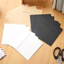 100pcs Mini Retro Envelopes 10x10cm Western Style Small Kraft Paper Black/White Blank Storage Envelopes For Office & School - A - View 4