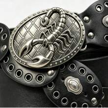 Vintage Scorpion Decor Wide Waist Belt, Gothic Rivet Eyelet Patchwork Faux Leather Corset Belt, Y2K Hot Girl Punk Style Women's Exaggerated Personalized Belt, Rock & Roll Outfit Accessory Bohemian PU Leather Gothic Scorpion Buckle Wide Leather Belt, Punk Rivet Patchwork Corset Belt For All Seasons - Black - View 3