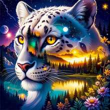 1PC DIY 5D Diamond Painting Kit Landscape & Leopard Pattern - Round Full Drill Art Mosaic Craft, Home Wall Decor, Unframed - No Frame - View 1