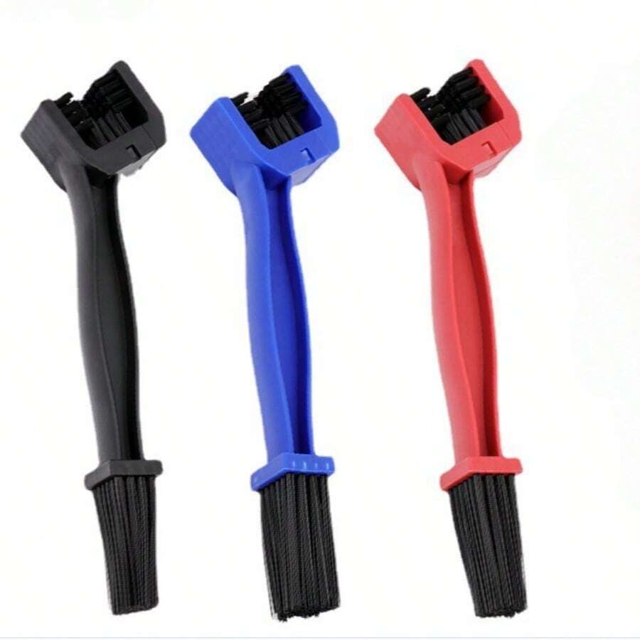 1pc/3pcs Bicycle Chain Cleaning Brush, Double-Head Three-Sided Brush Head, Mountain Bike Motorcycle Chain Cleaning And Rust Removal Tool, Multiple Colors Available