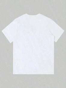 Men's Casual Two-Piece Set With Digital Print Summer English Love Bear Pattern, Round Neck Short Sleeve And Regular Fit Summer Outfits Men 2-Piece - White Top - View 3