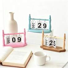 Vintage Wooden Perpetual Flip Calendar - Monthly And Date Indicator, Durable Wooden Desktop Organizer, Suitable For Home, Office, Dorm Decor - Decorative Photography Prop And Practical Timer - Multicolor - View 8