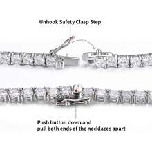 2pcs/Set 18K White Gold Plated CZ Jewelry Set, 5mm Four-Prong Necklace (16/18/20 Inch) & 8 Inch Bracelet, Unisex Daily Wear, Birthday, Christmas, New Year - Necklace + Bracelet - View 11
