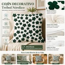 Embossed Clover Decorative Cushion, 45x45cm, Soft Fluffy Fiber Filling And Wear-Resistant Polyester Fabric, Washable Invisible Zipper, Nordic Style For Sofa, Bedroom, Office And Dining Room - 1pc - View 2