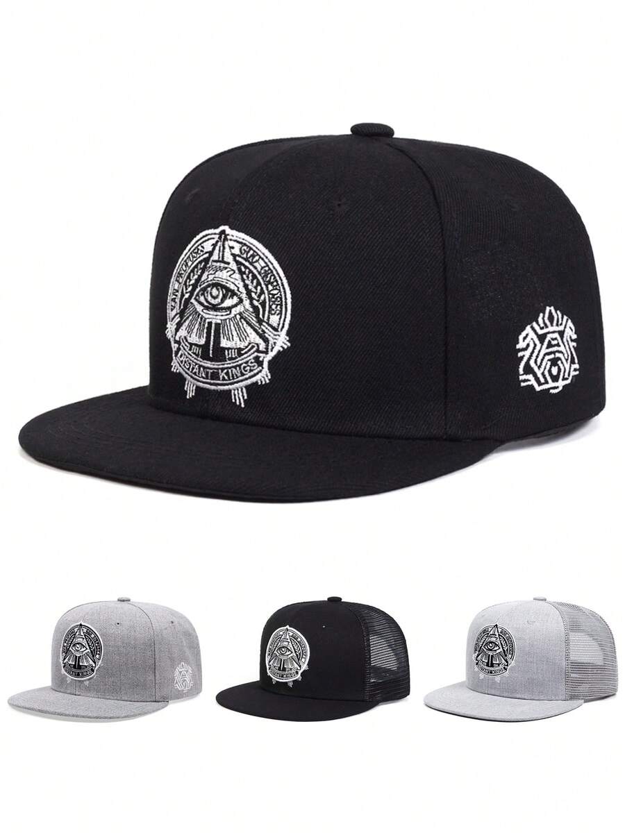 Gorra de béisbol creativa de moda 2026, sombrero de ala plana con bordado del ojo de Dios, sombrero de sol decorativo para uso diario, gorra de malla unisex, sombrero de hip hop - Ojo de Dios - Ver 1