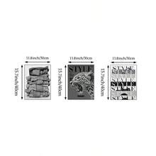 1/3件裝黑白時尚豹紋帆布藝術畫，丹寧層疊海報風格雜誌版面印刷，現代極簡奢華牆面裝飾，適合臥室、客廳、辦公室、公寓居家裝飾，無框 - 彩色 - 查看 16