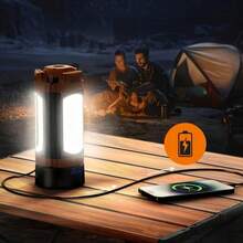 Smart LED Multi-Function Folding Camping Light, Wireless Work Light With Stand, USB Rechargeable Portable Adjustable Lamp, 9000mAh Capacity, 3 Rotatable Folding Light Heads, Emergency Handheld Flashlight, Equipped With Detachable Tripod - Orange - View 3