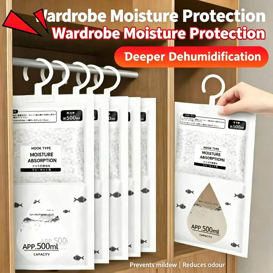 Saco Desumidificador Suspenso, Absorvente de Umidade, Antimofo para Guarda-Roupa e Dormitório - Multicolorido - Visão 1