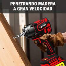 Hecelo Pistola de Impacto 1/2 con 2 Baterías, ¡Gran Torque! Kit completo - Versión mejorada Llave de Impacto Hecelo - Rojo - Ver 6