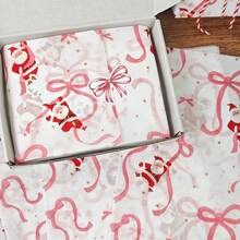 10/30/60pcs Christmas Bow & Santa Claus Pattern Tissue Paper, 50*35cm Gift Wrapping Paper, Suitable For Christmas Gift Decoration, Birthday Gift Wrapping, Bouquet Wrapping, Gift Bag Filler And Party Gifts - Multicolor - View 5
