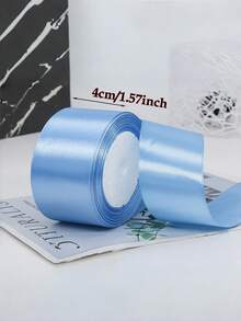 4Cm Wide Blue Diy Handmade Ribbon Ribbon Used For Making Bows, Hair Accessories, Cake Baking And Tying, Handmade Roses, Floral Decorations, Celebration Banners, Weddings, And Valentine's Day At School - Light Blue - View 2