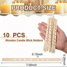10件裝木製蠟燭燭芯固定座 單孔/多孔 DIY 蠟燭製作工具 燭芯固定棒 - 原色 - 查看 4