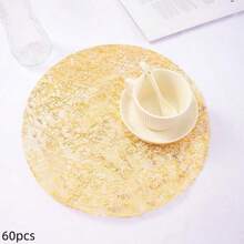 15/30/60/120pcs Gold Foil Mesh Placemats, Disposable Table Mats For Birthday Party, Holiday, Wedding, Dinner, BBQ, Indoor And Outdoor Dining, Heat Insulation, Tabletop Protection, Home Kitchen Table Decor - Gold - View 9
