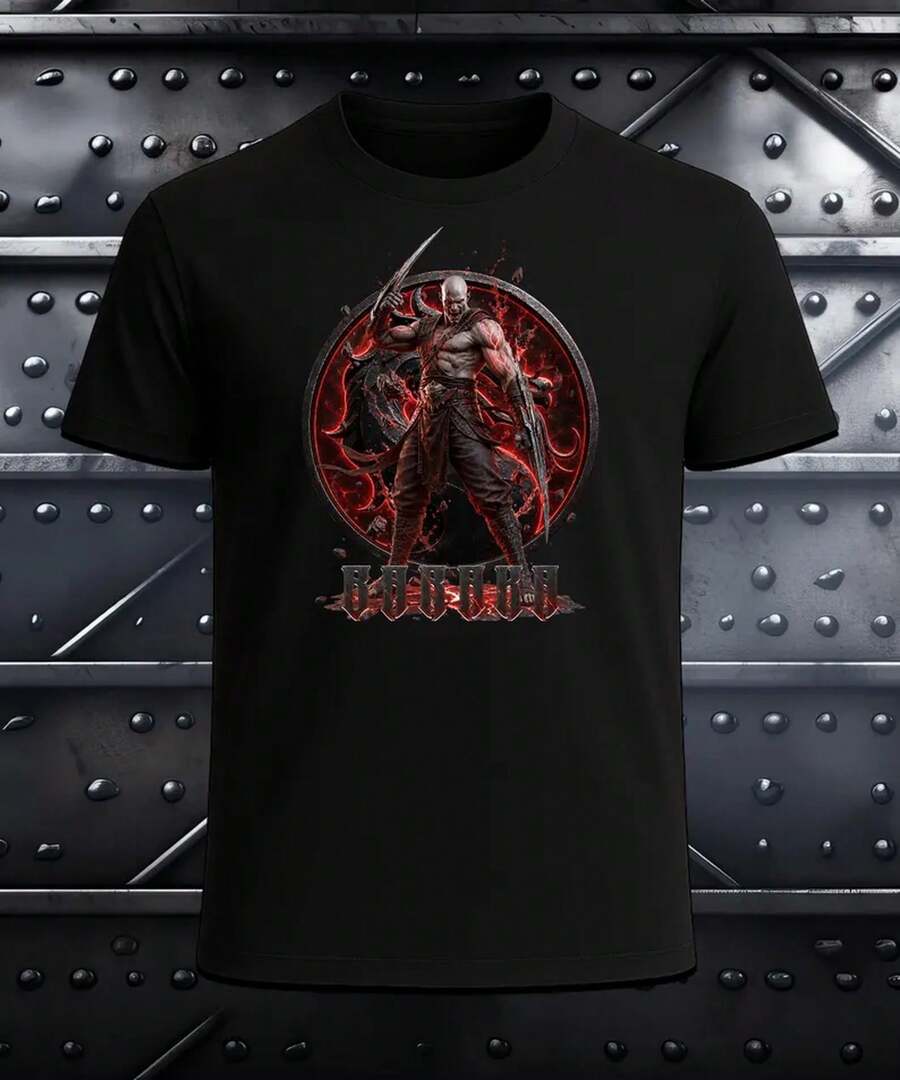Camiseta Gráfica  Fighter Baraka & Kabal - Dúo de Guerreros Salvajes - Camiseta Gráfica de Juego de Lucha - Diseño de Batalla  Brutal - Ropa para Gamers - Negro - Ver 1