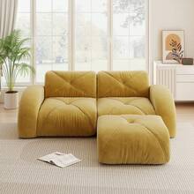 Modular Sofa 2 Seat With Ottoman, Yellow - Yellow 2 Seat - View 2