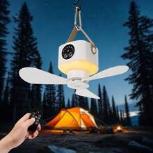 Portable Remote Control Ceiling Fan Light, 2-In-1 USB Rechargeable Camping Fan, Detachable Fan Blades, Combines Fan And LED Light Functions, Suitable For RV, Truck, Tent, Travel, Camping, Home, Office, Hiking And Emergency Kit - 1PC - View 3