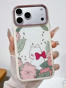Koolife 1 buah Casing Ponsel Motif Kartun Kucing Putih Vintage, Jendela Besar Perlindungan Lensa Cakupan Penuh, Tepi Lembut TPU + Pelat Belakang PC Lapisan Ganda Anti-Jatuh Bingkai Penyangga Transparan, Pelindung Ponsel Gaya Lucu Niche Kompatibel Dengan Apple 17/17Pro/17ProMax - Kucing putih antik - View 3